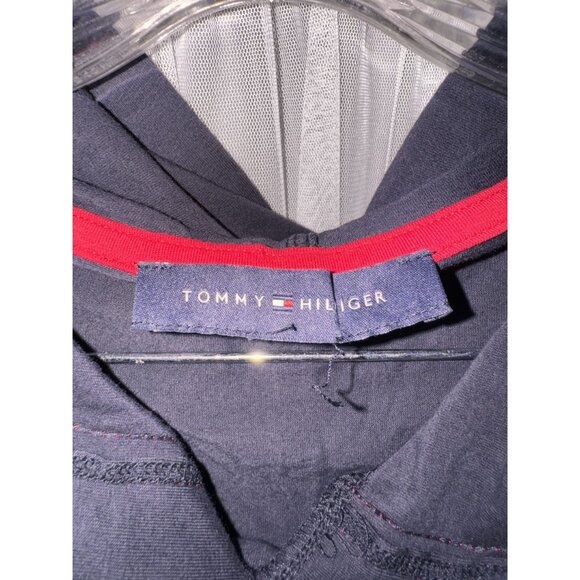 Tommy Hilfiger Navy Blue Logo Hoodie Dress With Red Drawstrings Size M - Picture 8 of 8